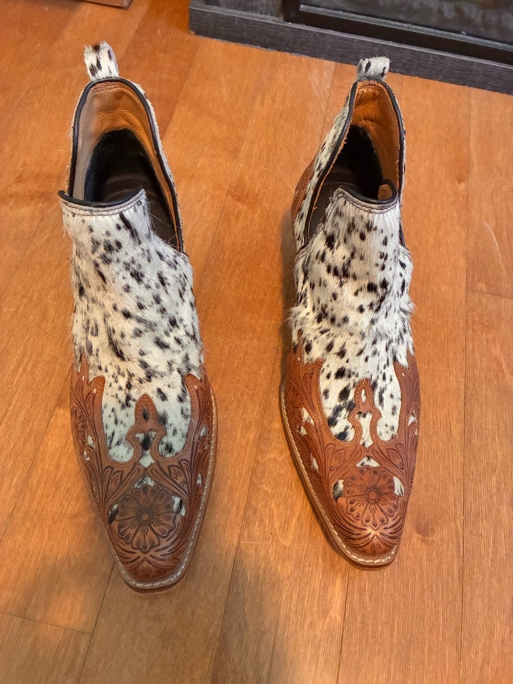 Woman’s Brown Leather & White Speckled Hair-On Cowboy Boots